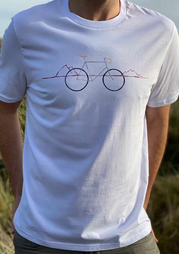 Mountains Bike (White)-100% Organic Cotton t-shirt