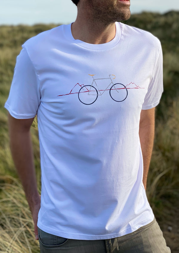 Mountains Bike (White)-100% Organic Cotton t-shirt