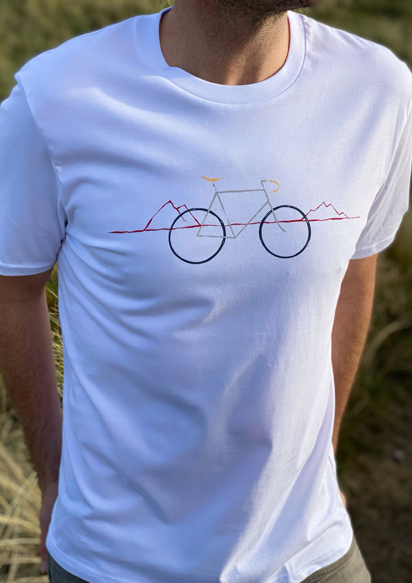 Mountains Bike (White)-100% Organic Cotton t-shirt