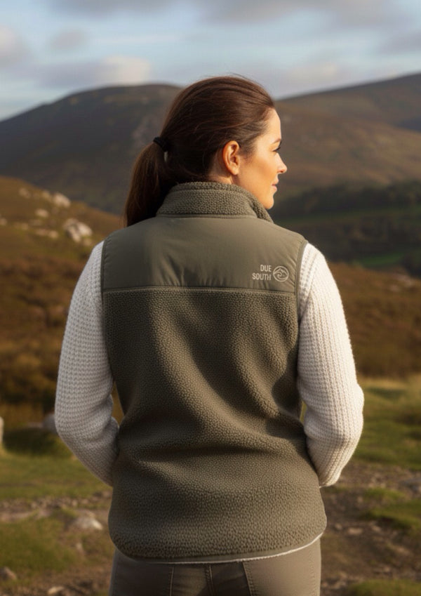Due South Gilet (Khaki) - 100% premium recycled fleece