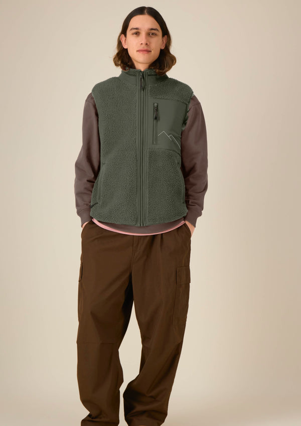 Due South Gilet (Khaki) - 100% premium recycled fleece
