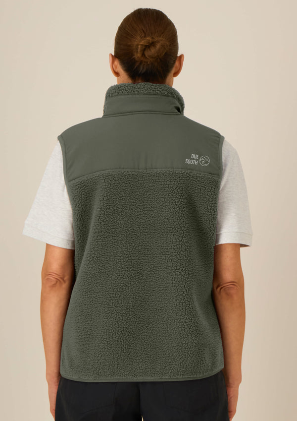 Due South Gilet (Khaki) - 100% premium recycled fleece