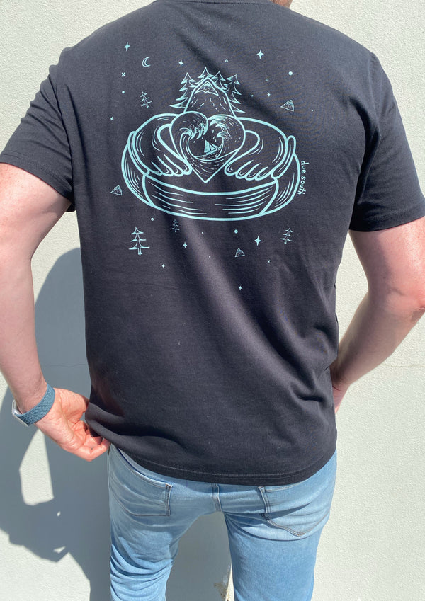 Nature Claddagh - 100% Organic cotton t-shirt (Black)