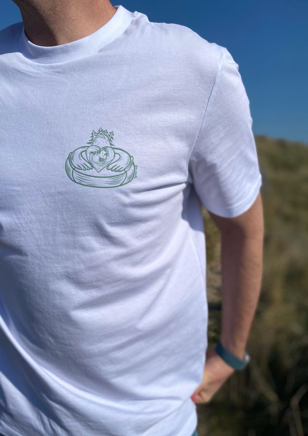 Nature Claddagh - 100% Organic cotton t-shirt (White)
