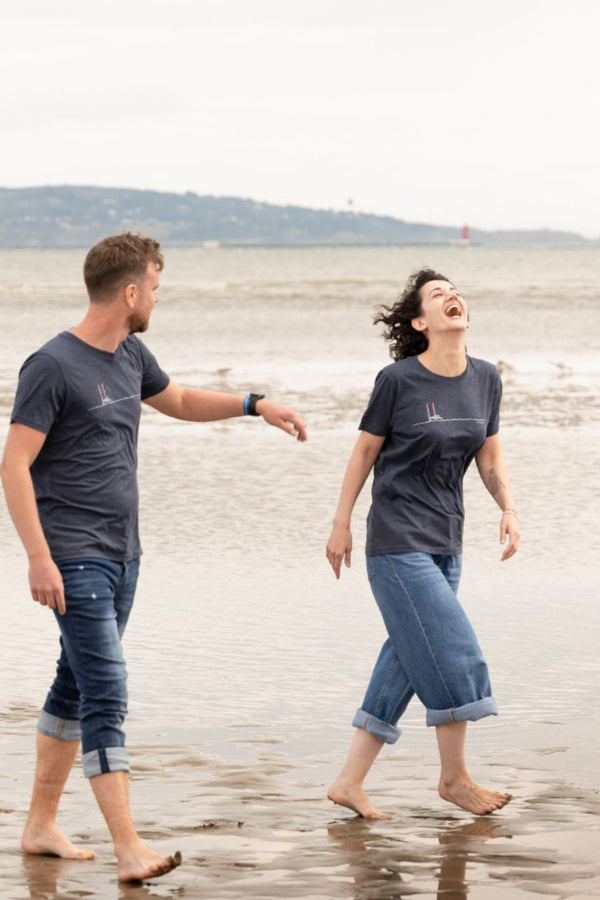 Poolbeg Chimneys / Pigeon House (French Navy) - 100% Organic cotton t-shirt